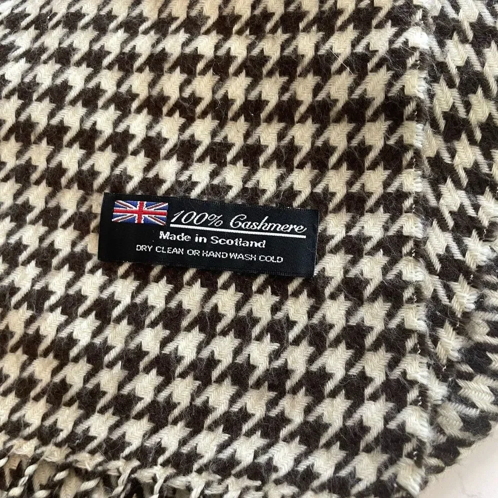 Cashmere Houndstooth Scarf Made In Scotland 64x12